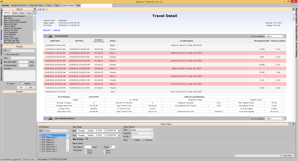 screenshot of Shadow Tracker